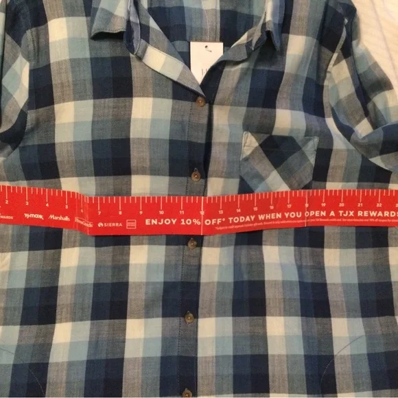 NWT J Jill Blue Plaid Button-Up Shirt with Pockets, size XL - Picture 7 of 9